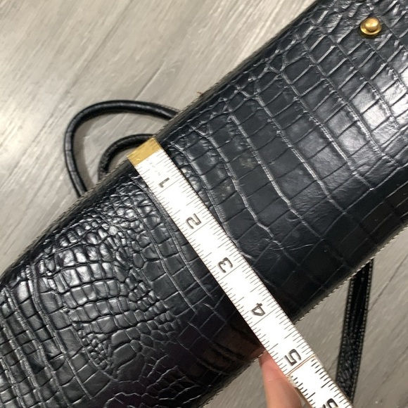 Brahmin Burlap and Croc Stulle Leather Tote Handbag with Matching Crossbody - Picture 11 of 15